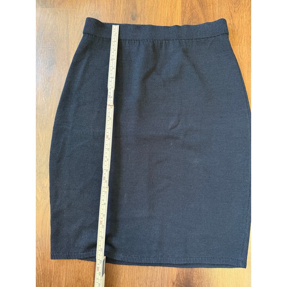 St. John Knit Pull On Skirt Black Sz 8 High Rise Contour Business Career Formal - Picture 3 of 6